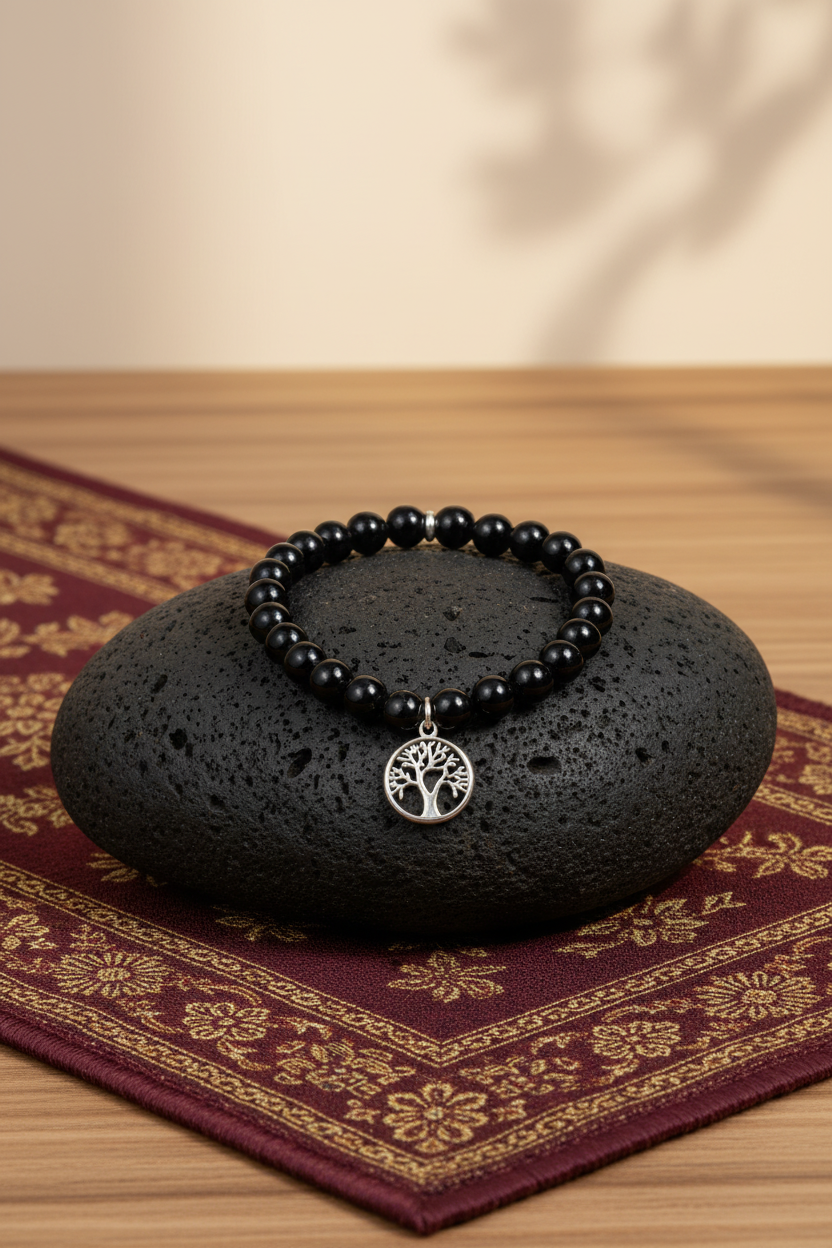 Natural Faceted Black Jade Tree of Life Bracelet | Healing & Meditation Gemstone Bracelet