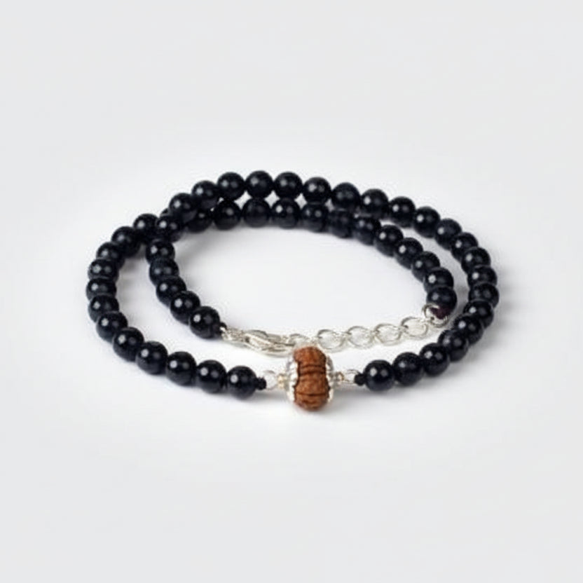 17 Mukhi Java with Blue Sapphire Faceted Mala