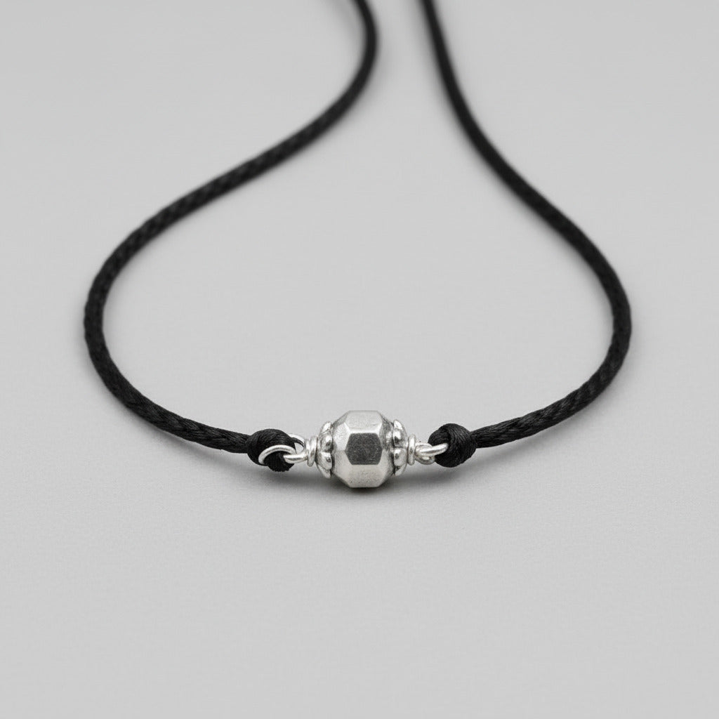 Ashtakon Parad Gutika Silver Caps Thread Pendent-12 mm