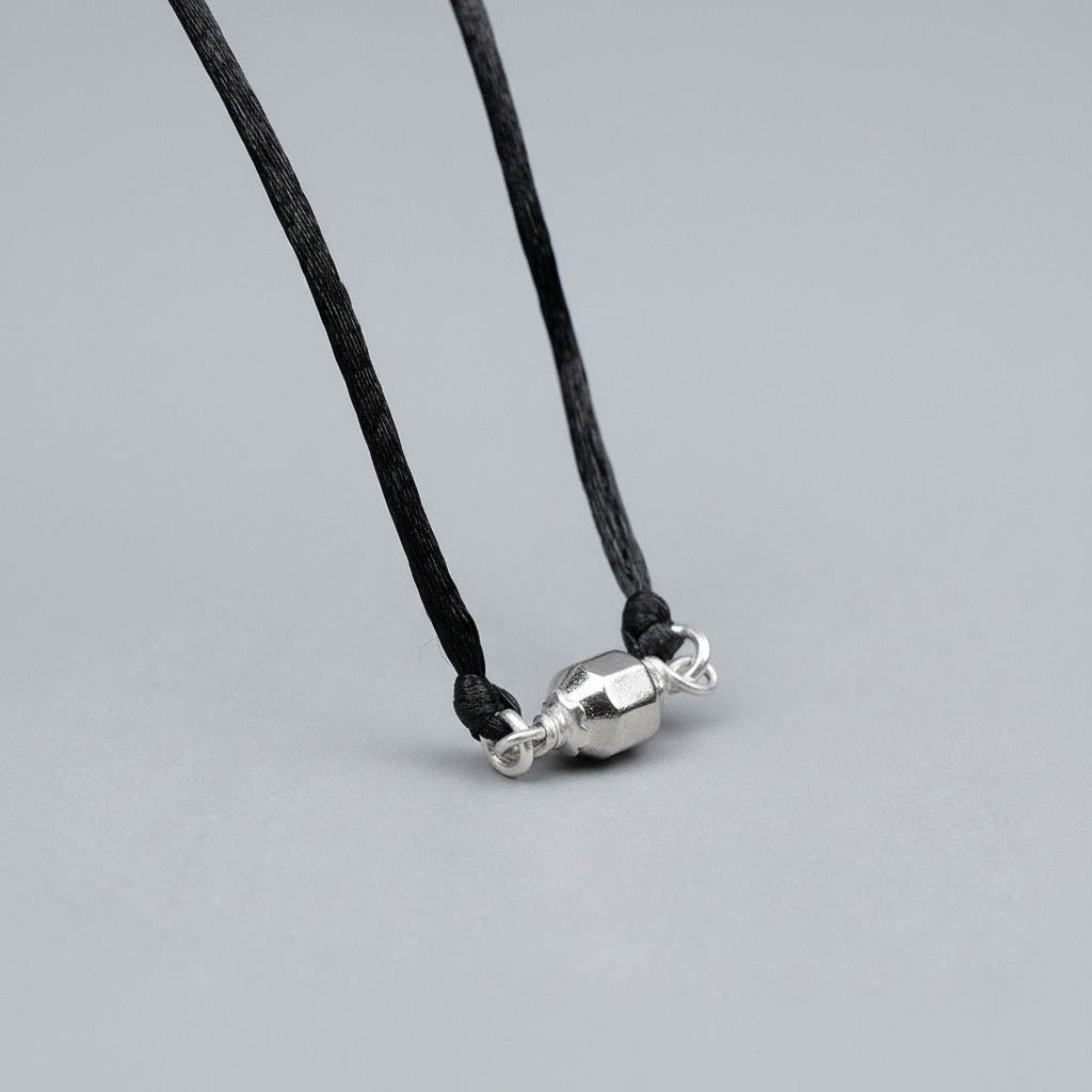 Ashtakon Parad Gutika Silver Caps Thread Pendent-10 mm