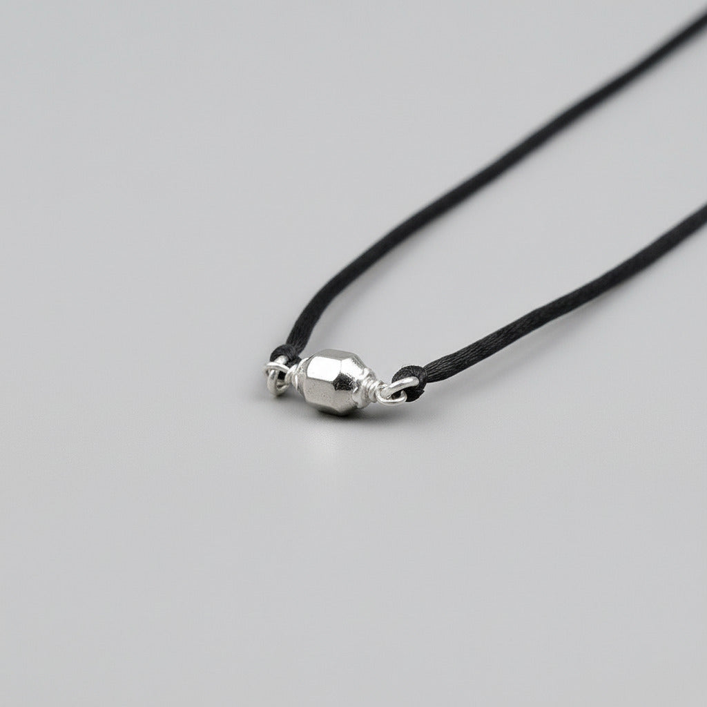 Ashtakon Parad Gutika Silver Caps Thread Pendent-14 mm