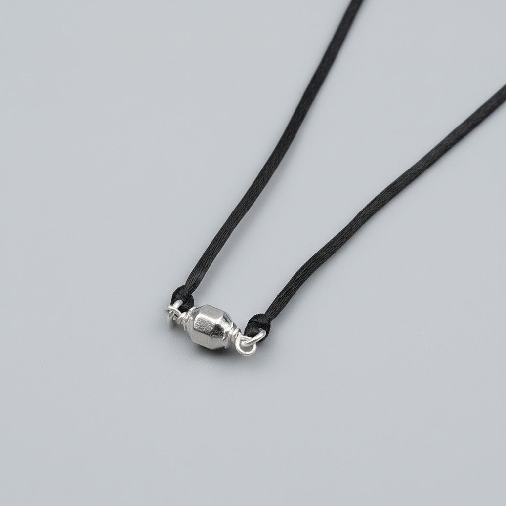 Ashtakon Parad Gutika Silver Caps Thread Pendent-12 mm
