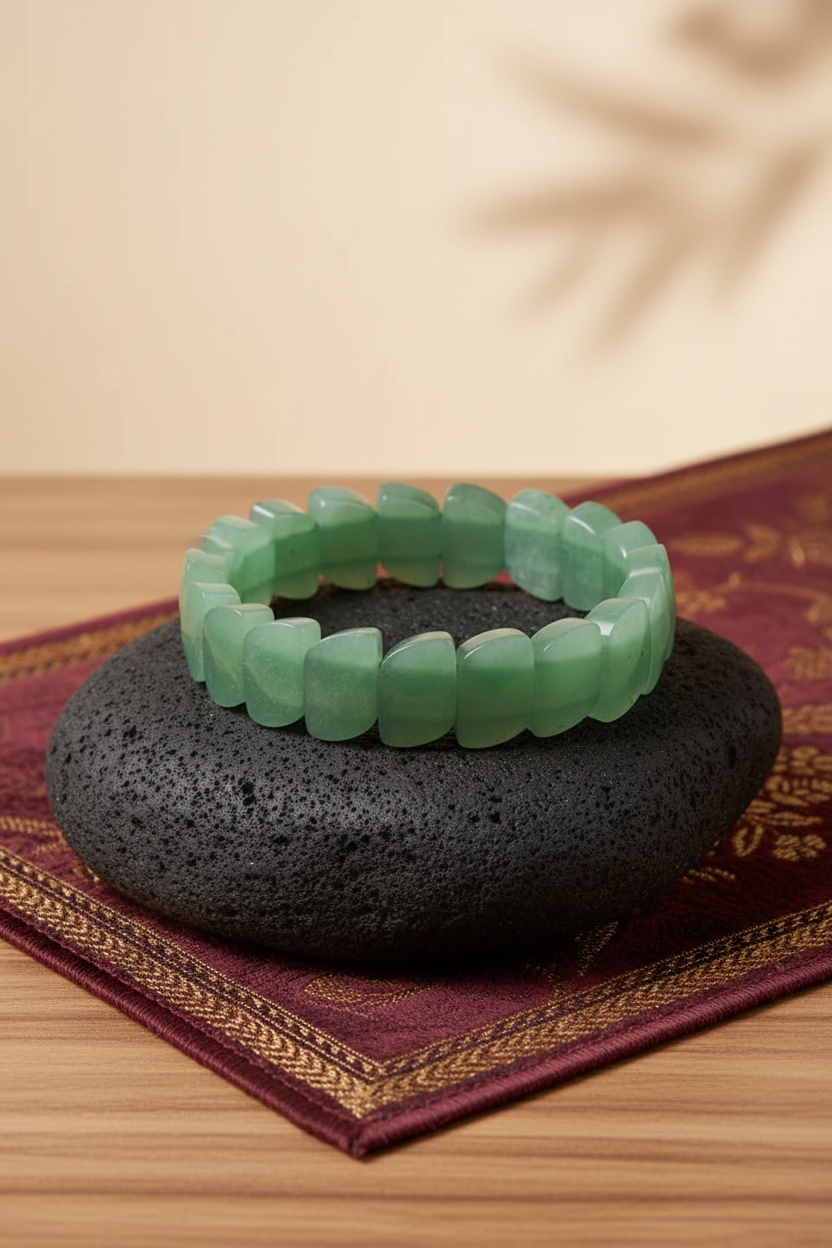 Natural Green Jade Faceted Gemstone Bracelet | Healing, Meditation & Positive Energy