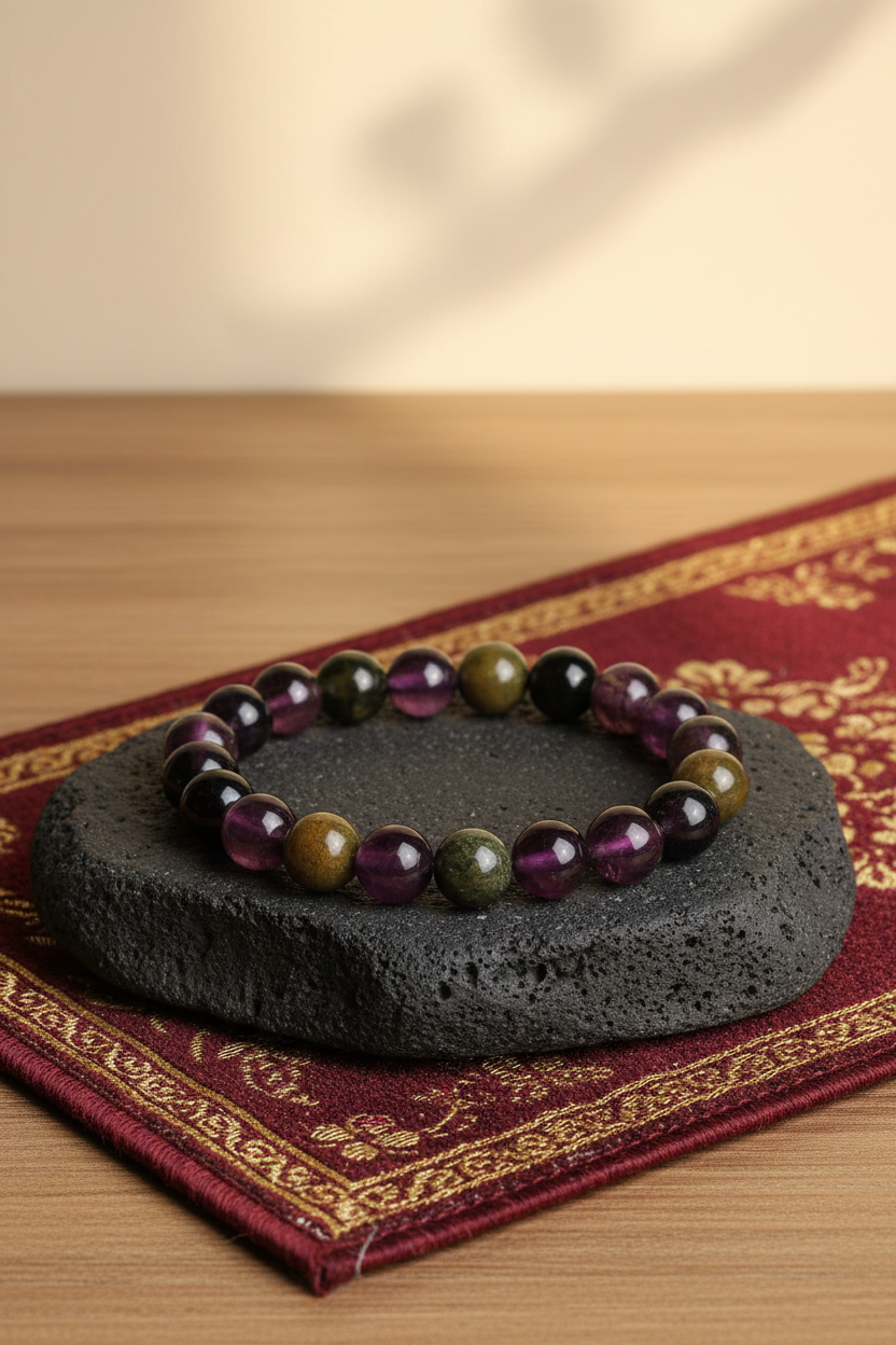 Natural Multi Tourmaline Bracelet – 8mm Gemstone Bracelet for Healing, Meditation & Positive Energy