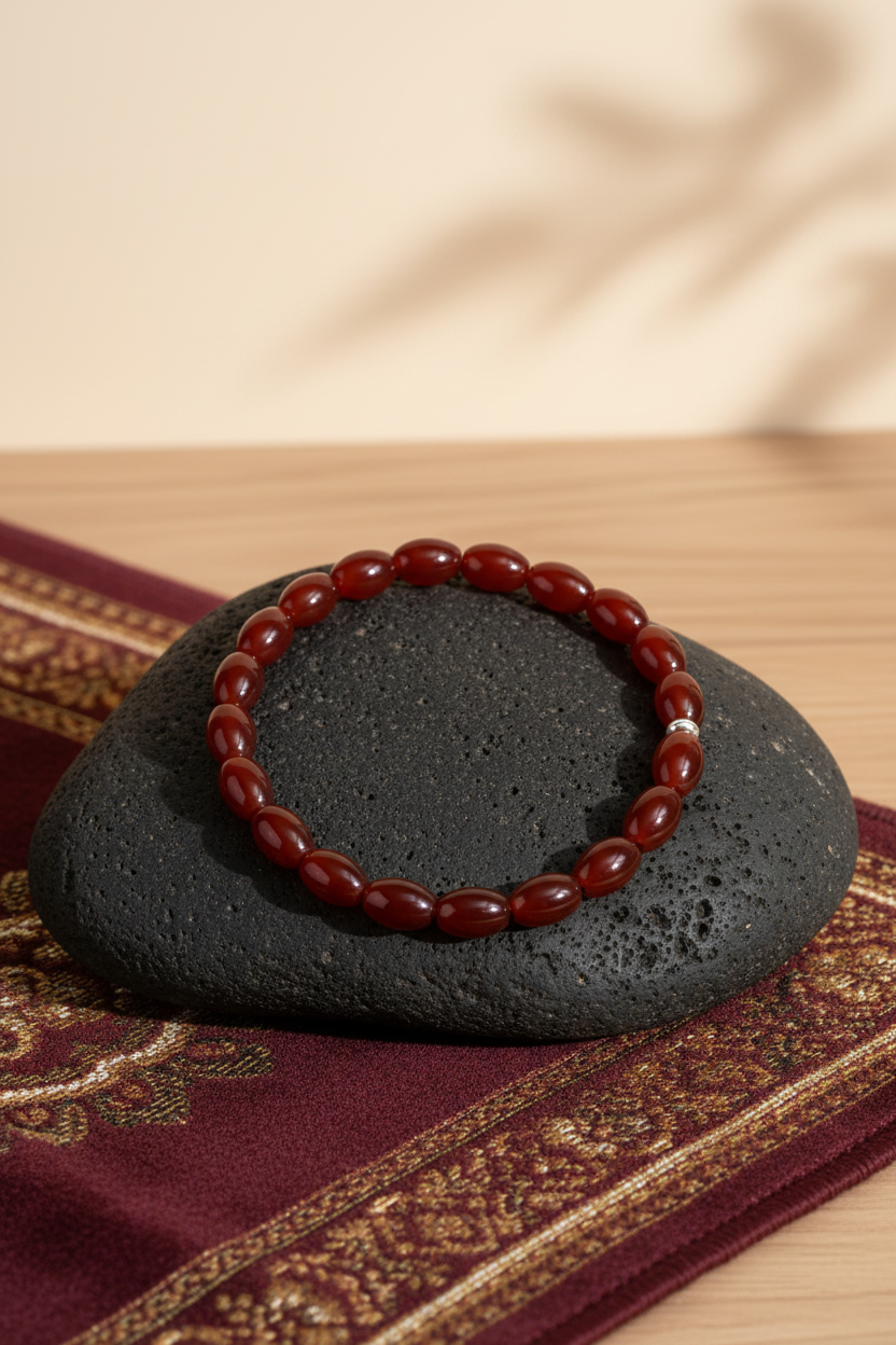 Natural Red Carnelian Oval Beads Bracelet | Healing & Meditation Gemstone