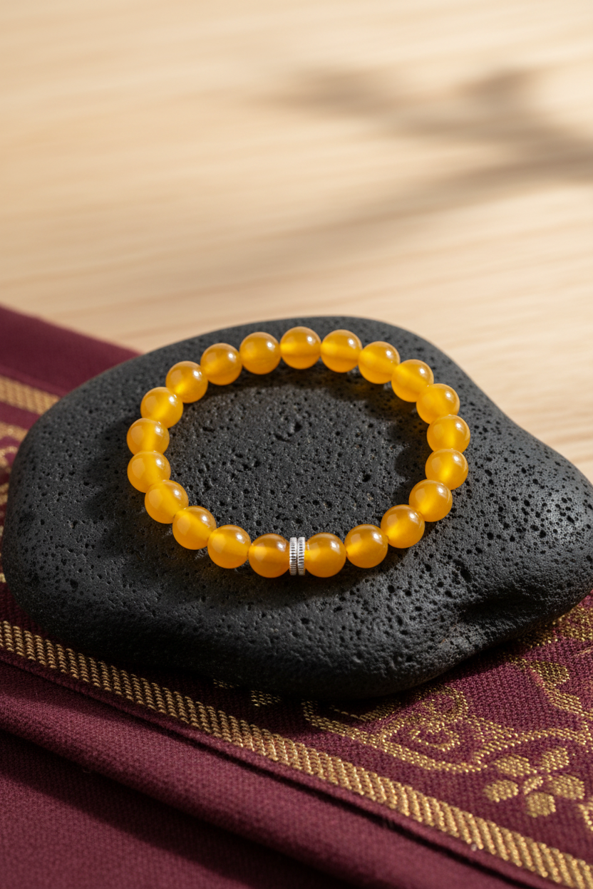 Natural Yellow Jade Bracelet – 8mm Gemstone Bracelet for Healing, Meditation & Positive Energy