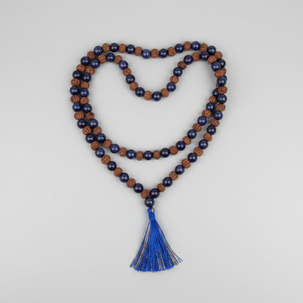 Blue Sapphire & Panchmukhi Rudraksha Mala