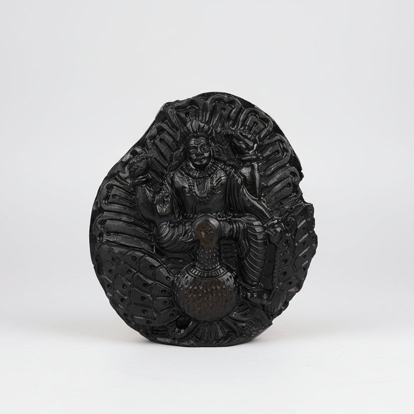Murugan Kartikeya on Peacock Shaligram Murti