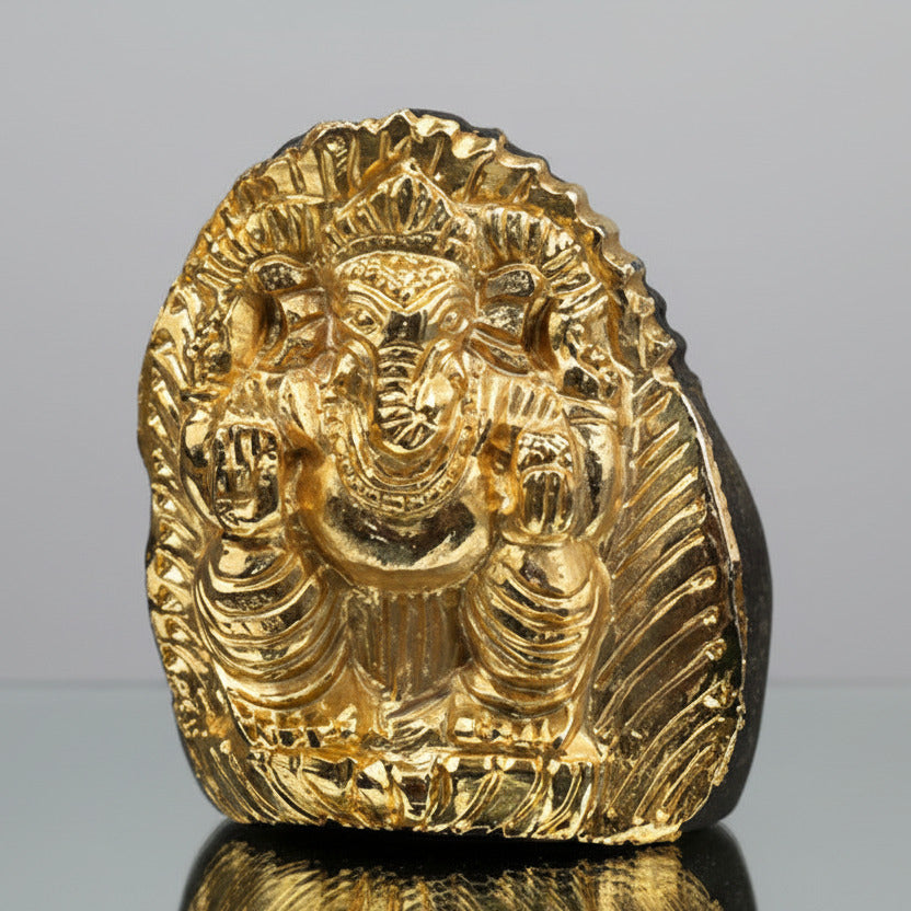 Ganesha Shaligram Murti (Gold Plated)