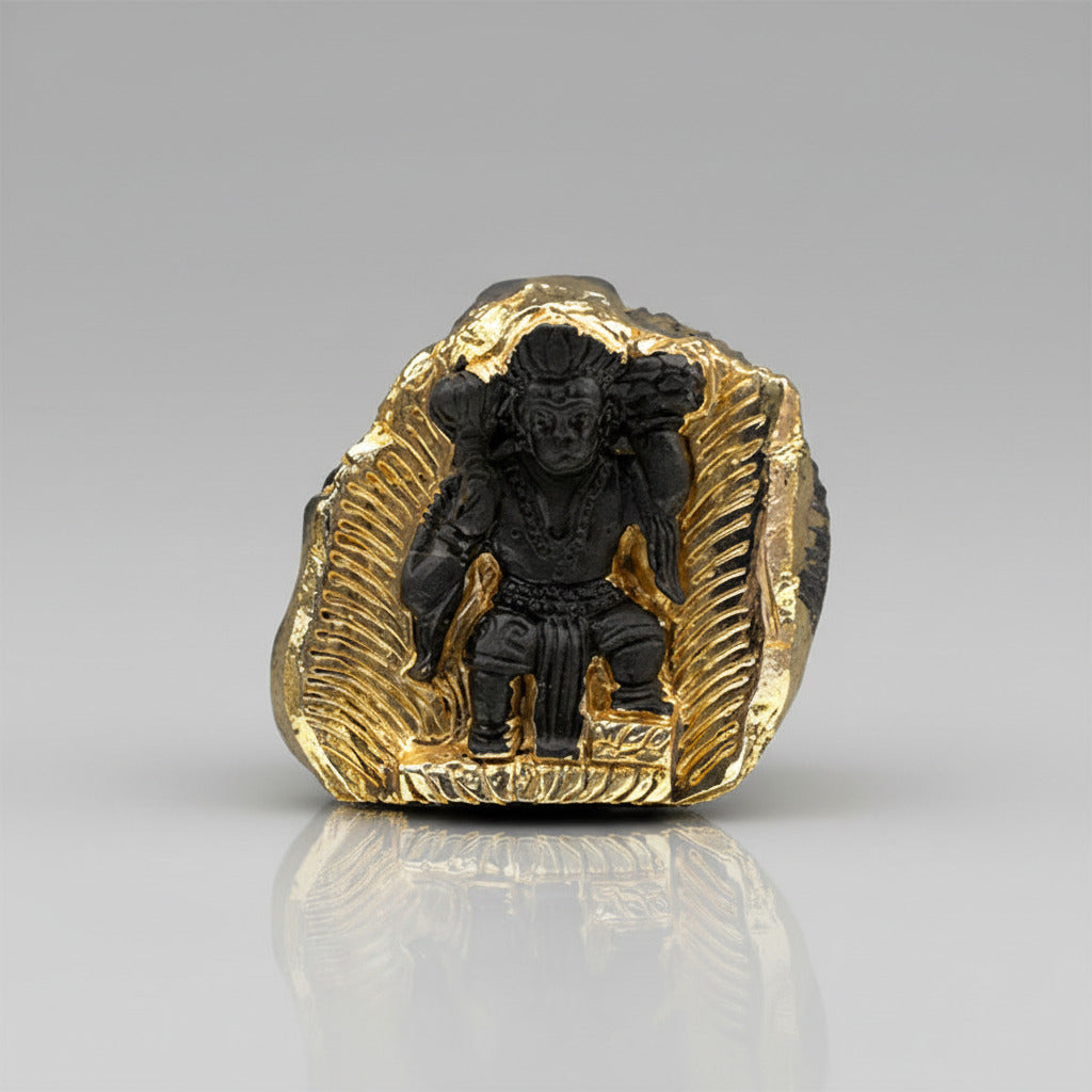 Sanjeevani Parvat Hanuman Shaligram Murti (Gold Plated)