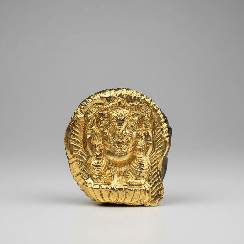 Ganesha Shaligram Idol (Gold Plated)