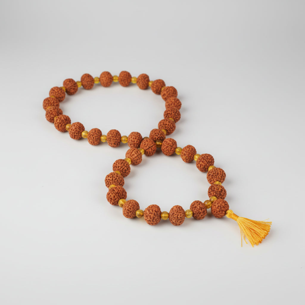 Collector 7 Mukhi with Faceted Citrine Mala