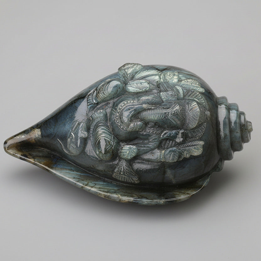 Labradorite Ganesha Shankh - 1.430 Kgs