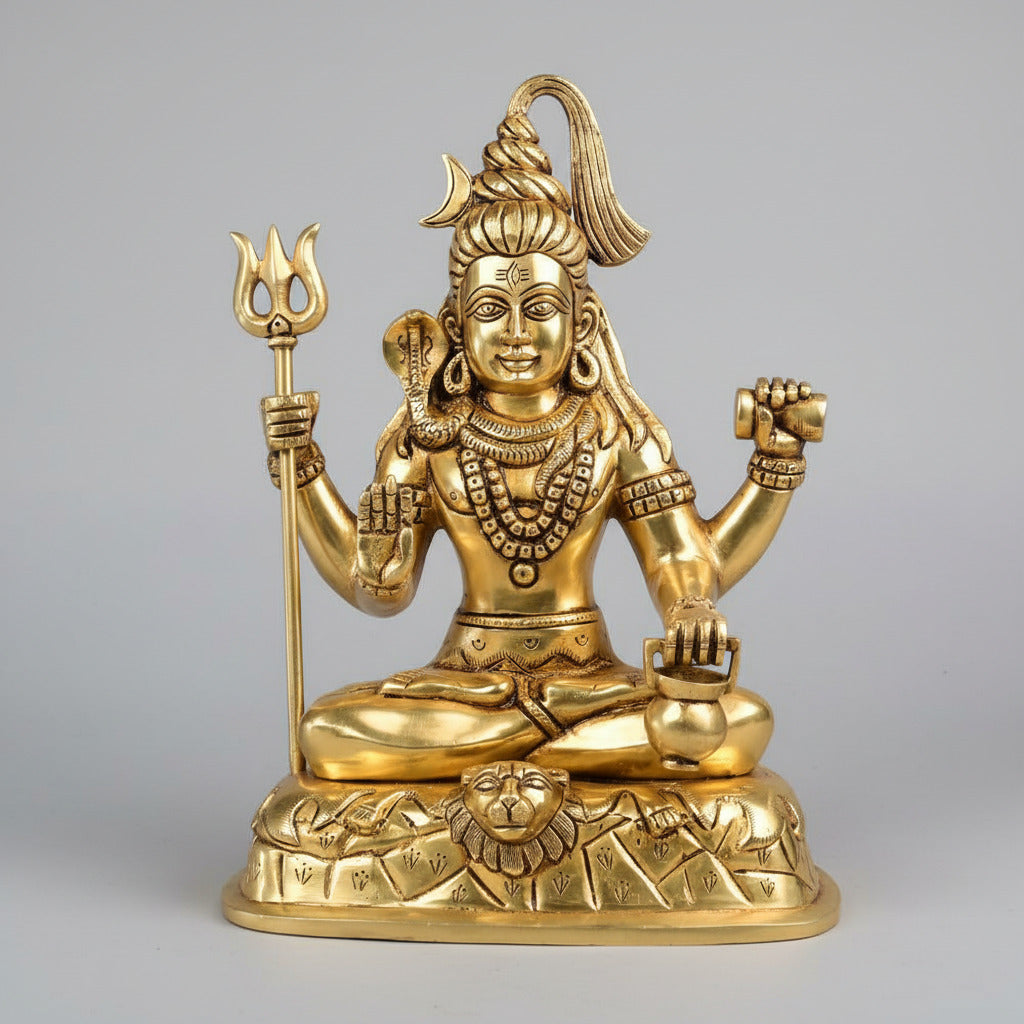 Superfine Meditating Shiva Brass Idol