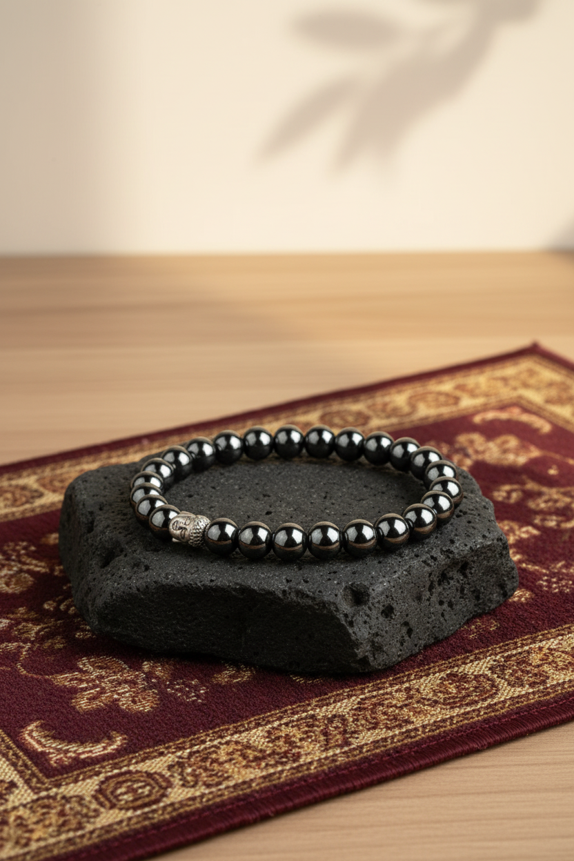 Natural Hematite Buddha Charm Bracelet | Healing & Meditation Gemstone Bracelet