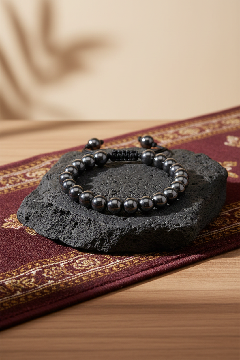 Natural Hematite Beads Bracelet – 8mm Gemstone Bracelet for Healing, Meditation & Positive Energy