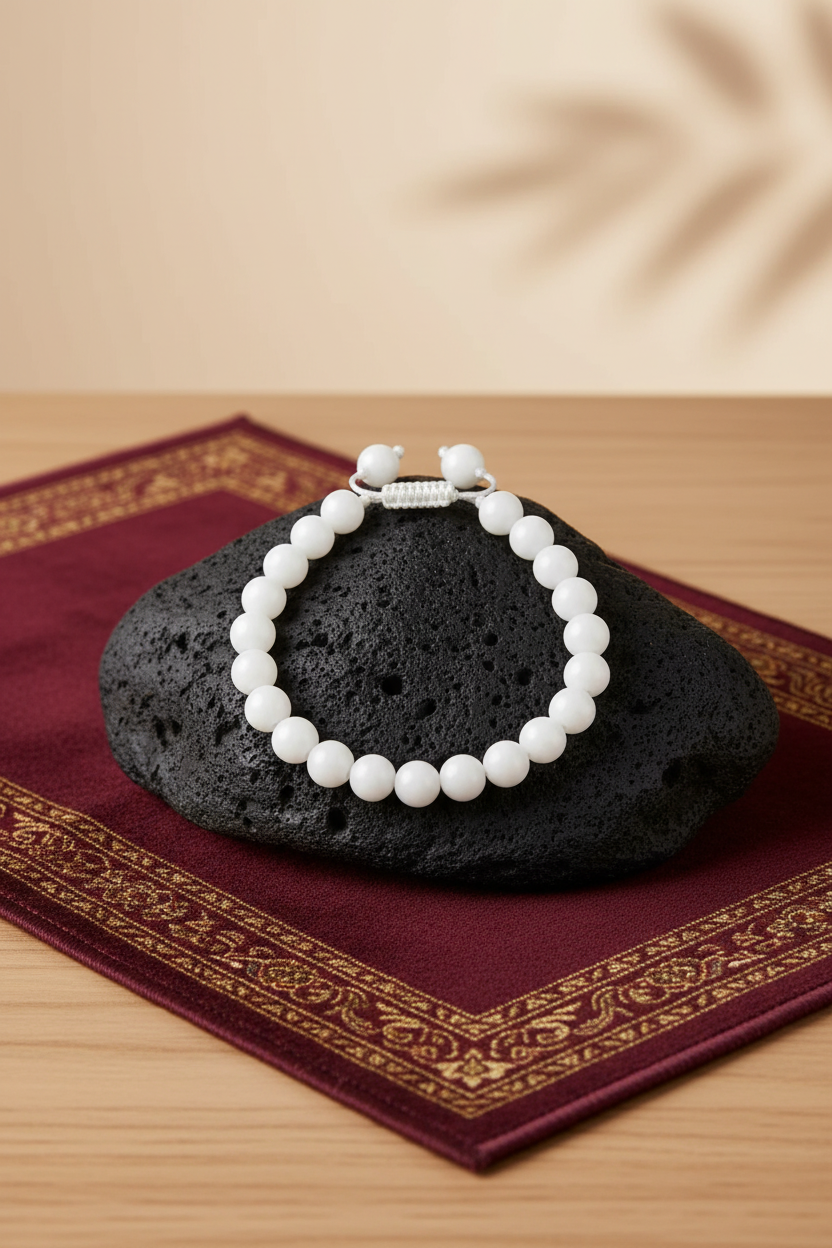 Natural White Agate Bracelet | Adjustable Thread | Healing & Meditation Gemstone Bracelet