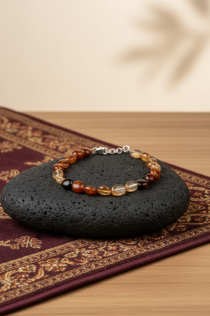 Natural Multi Color Gomed Flat Oval Beads Bracelet | Gemstone Bracelet for Healing & Meditation