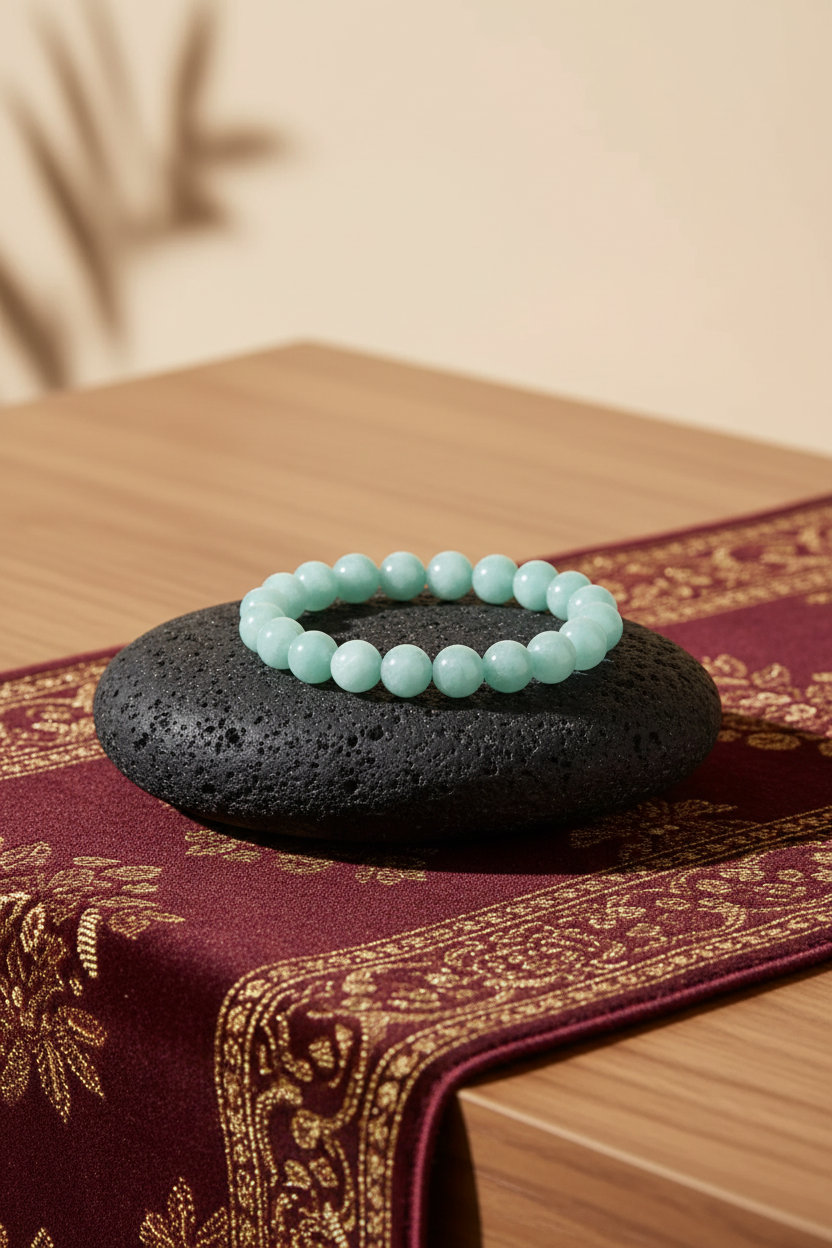 Natural Amazonite Bracelet | 8mm Elastic Gemstone Bracelet for Healing & Positive Energy