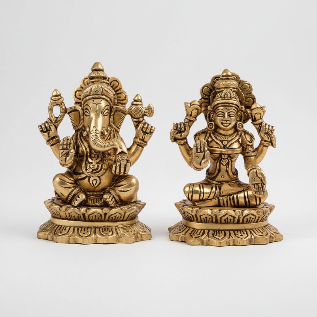 Kamal Laxmi Ganesh Brass Idols Set