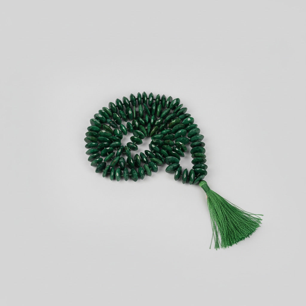 Emerald Mala (Faceted Button Shape)