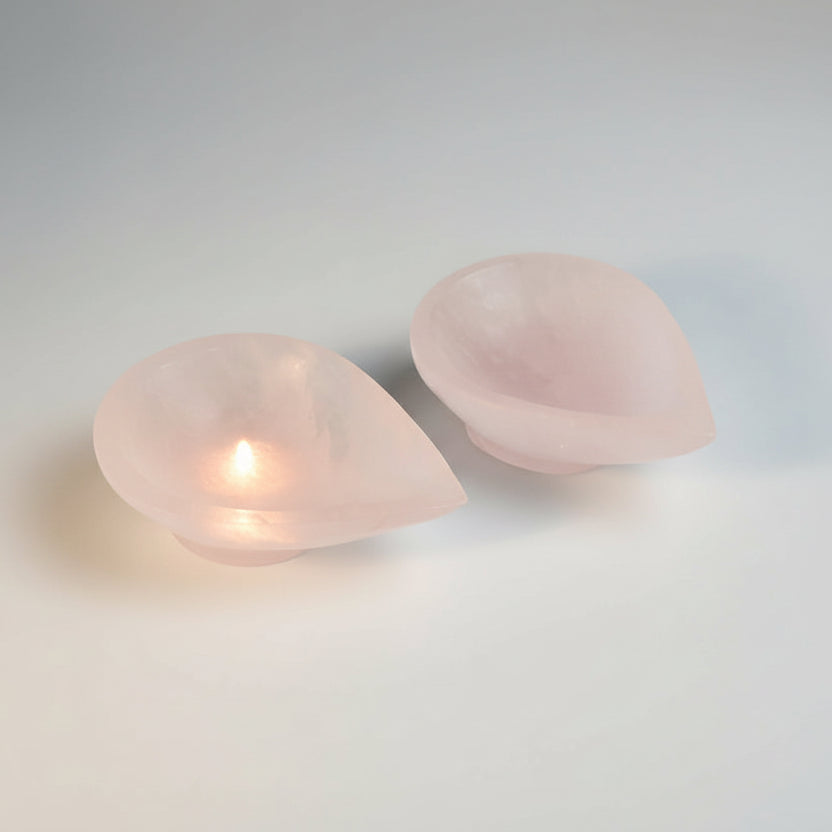 White Quartz Gemstone Diya (Set of 2)