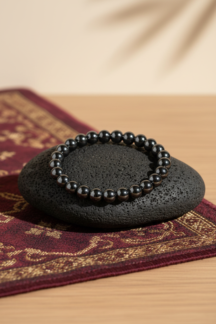 Natural Hematite Beads Bracelet – 8mm Gemstone Bracelet for Healing, Meditation & Positive Energy