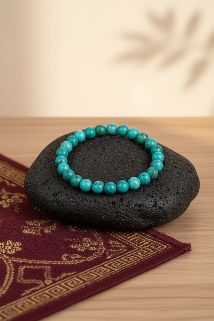 Natural Turquoise Bracelet – 8 mm Gemstone Bracelet for Healing, Meditation & Positive Energy