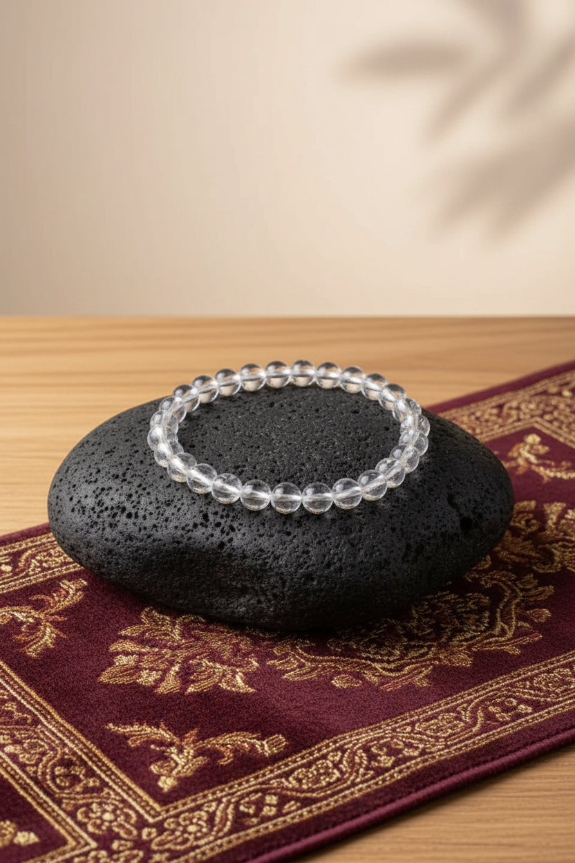 Mani Monk Pure Faceted Sphatik Bracelet in Elastic – 8 mm
