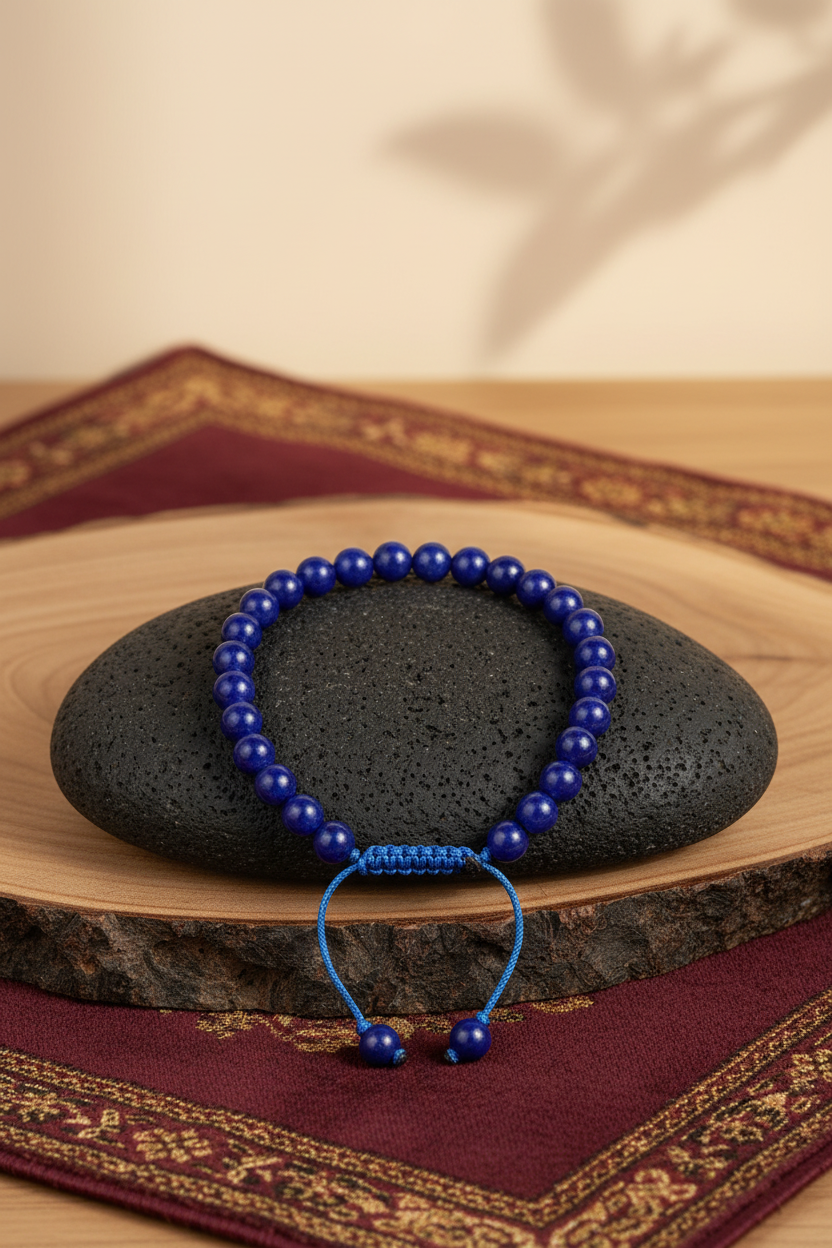 Natural Lapis Lazuli Adjustable Thread Bracelet | 10mm Gemstone Bracelet for Healing & Meditation