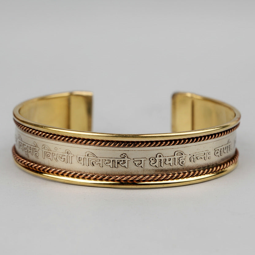 Saraswati Gayatri Mantra Kada-Silver Finish