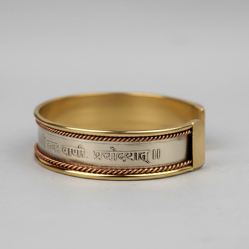 Saraswati Gayatri Mantra Kada-Silver Finish