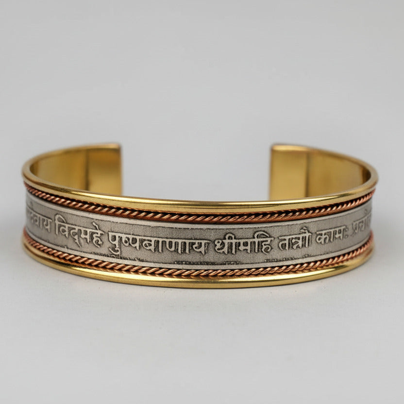 Kamdev Gayatri Mantra Kada-Silver Finish