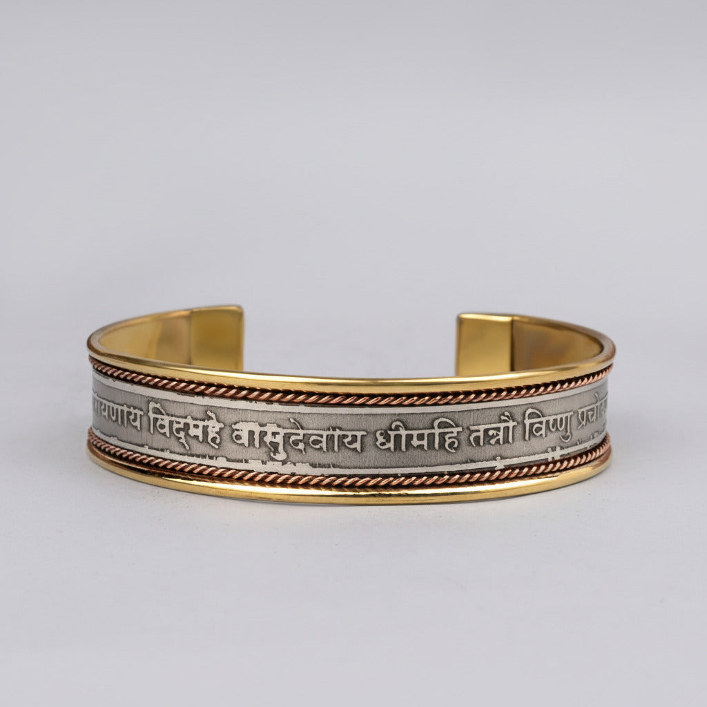 Narayan Gayatri Mantra Kada-Silver Finish