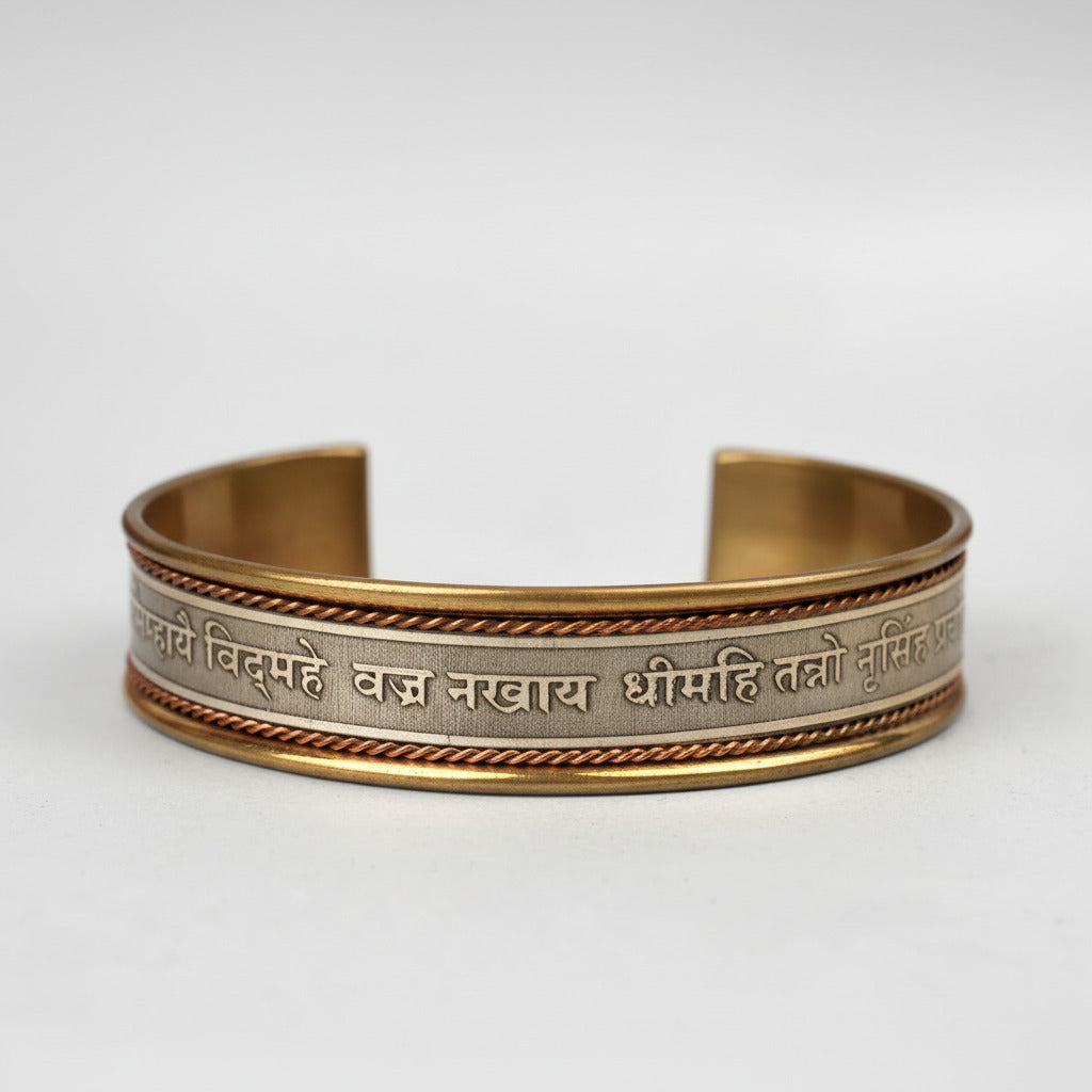 Narsimha Gayatri Mantra Kada-Silver Finish