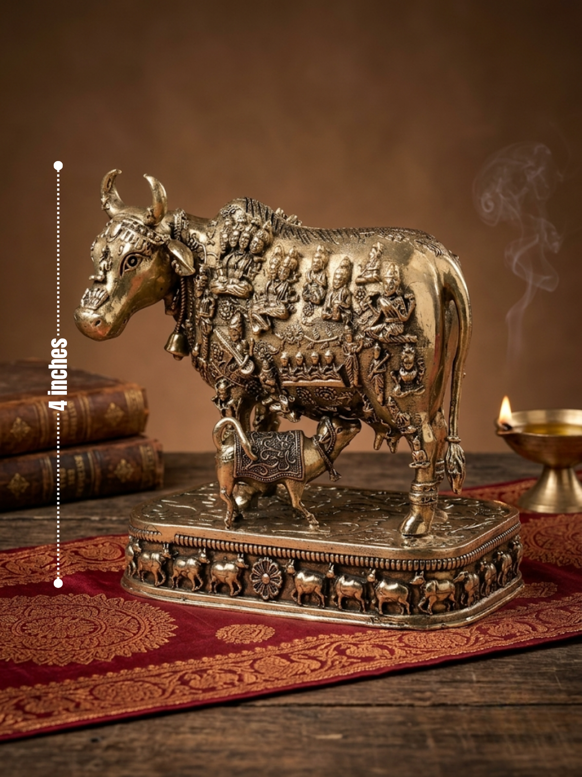 Kamdhenu Cow with 33 Koti Devta Ashtadhatu Idol