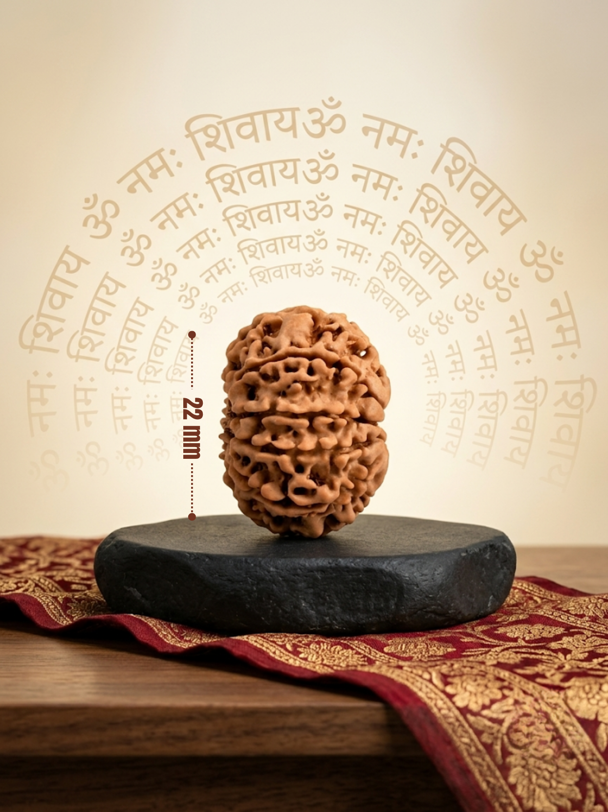 9 Mukhi Rudraksha from Nepal - 22 mm - Natural Certified Bead for Durga and Power