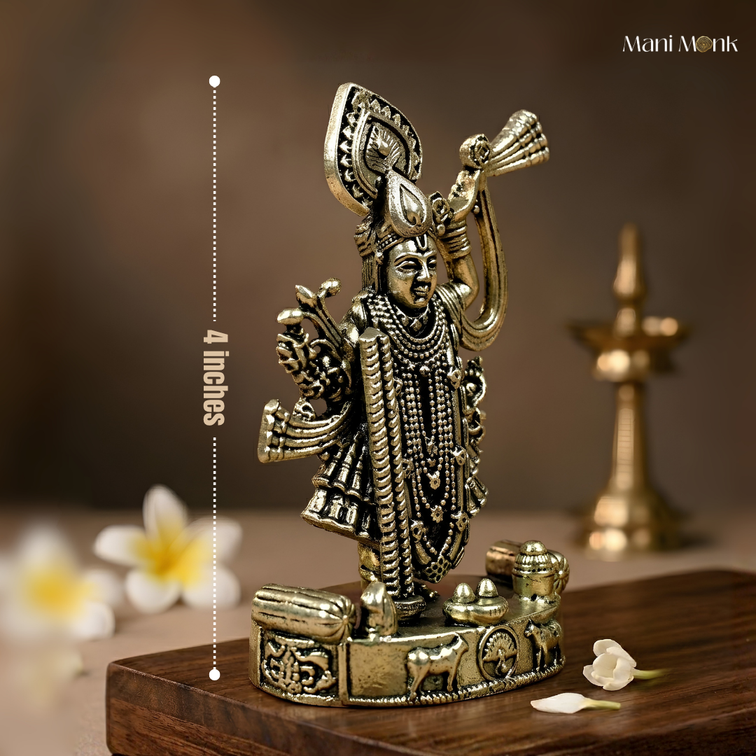 Shreenathji Ashtadhatu Idol Energised Nathdwara Krishna Murti for Home Mandir