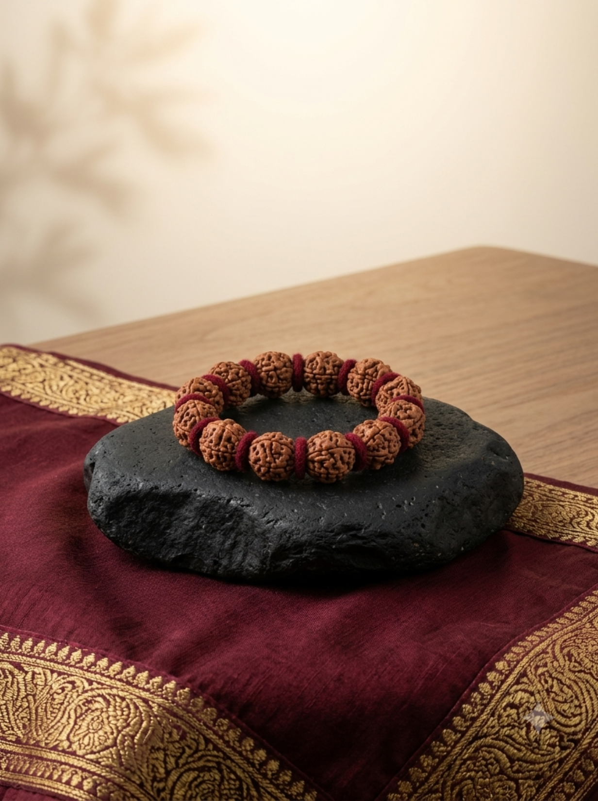 Mani Monk Moon Aura 2 Mukhi Bracelet with Woolen Spacers