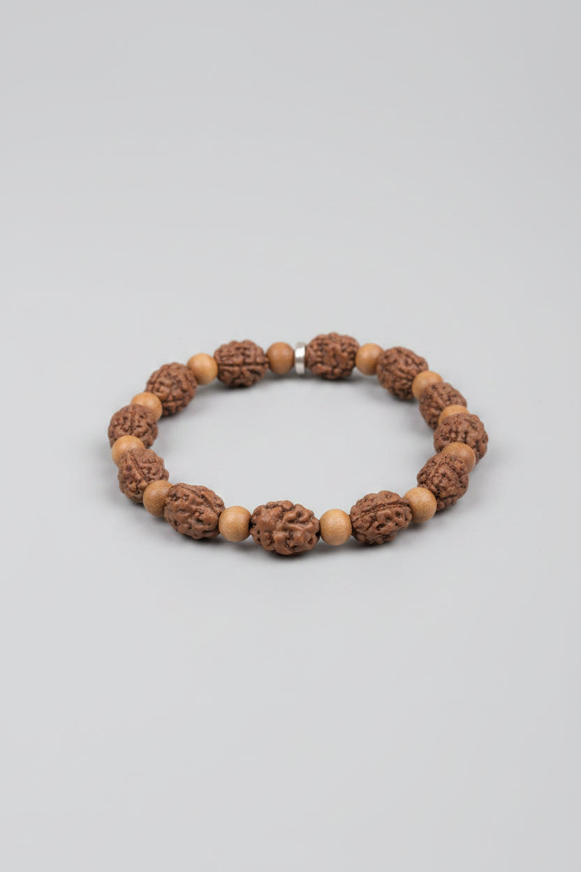 2 Mukhi Rudraksha & White Sandalwood Bracelet