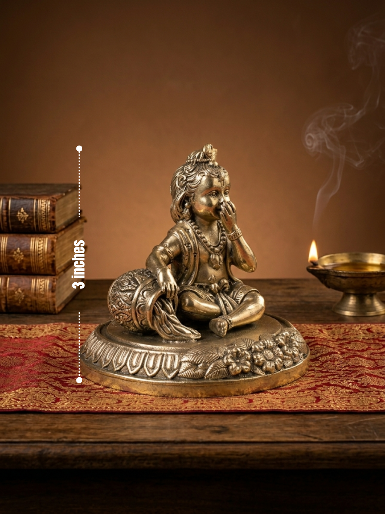 Makhanchor Bal Krishna Ashtadhatu Idol - Energised Butter Krishna Murti for Home Mandir
