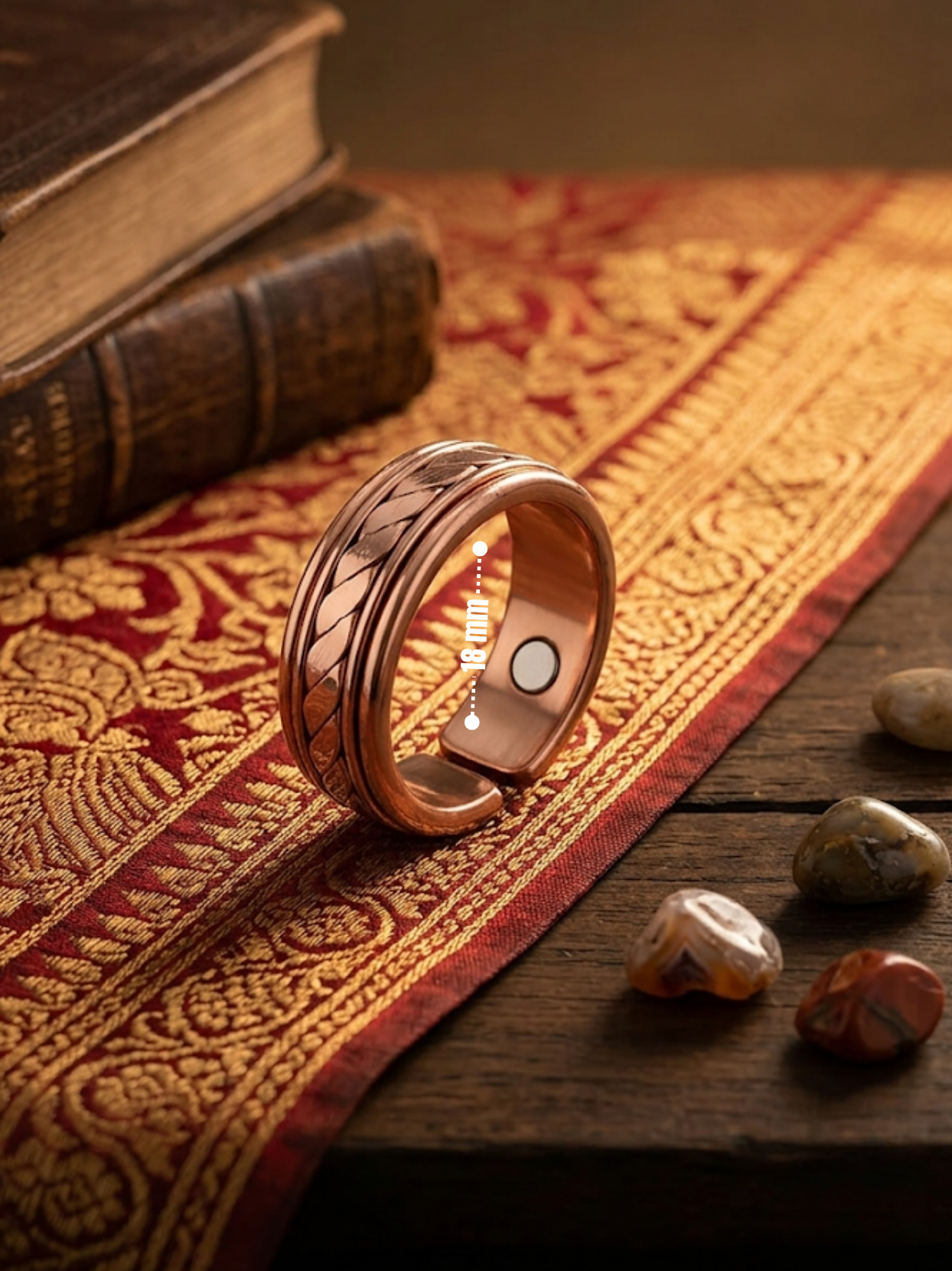 Handmade Adjustable Magnetic Copper Ring - Traditional Copper Jewelry