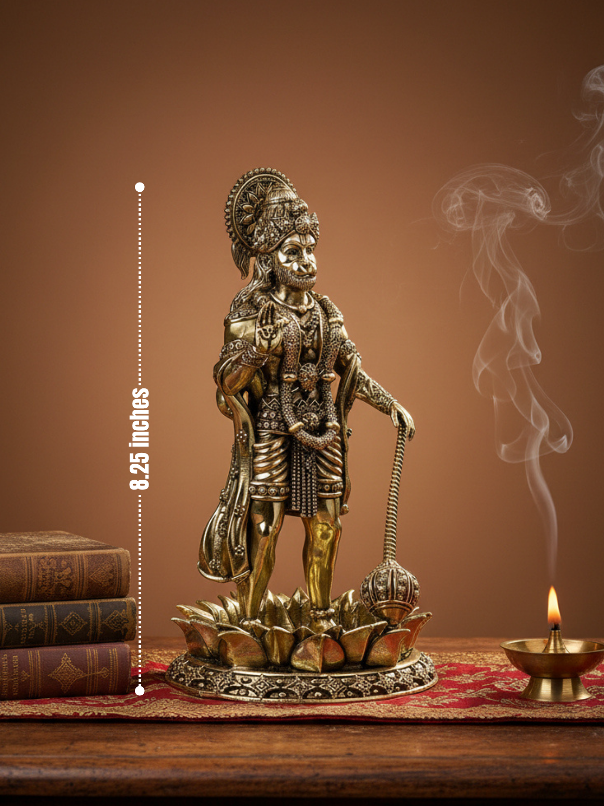Standing Kamal Hanuman Ashtadhatu Idol - Energised Murti for Home Mandir