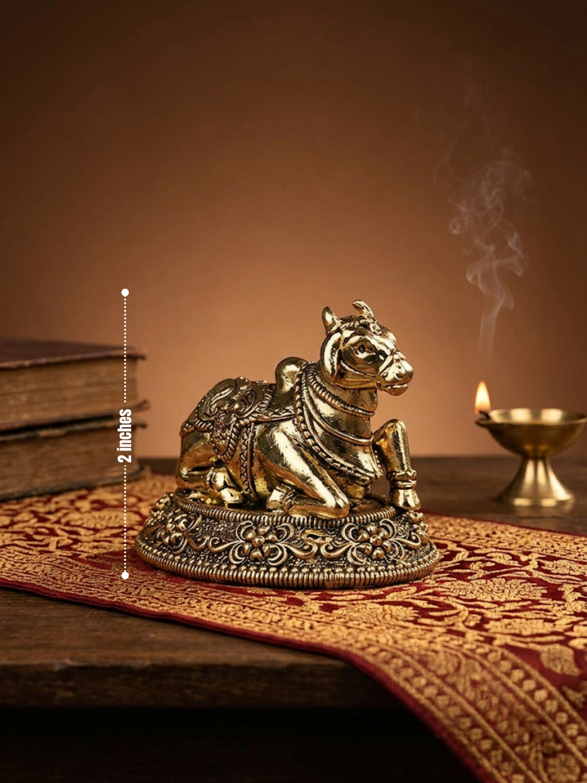Nandi Ashtadhatu Idol Sacred Bull of Lord Shiva Energised Murti for Home Mandir