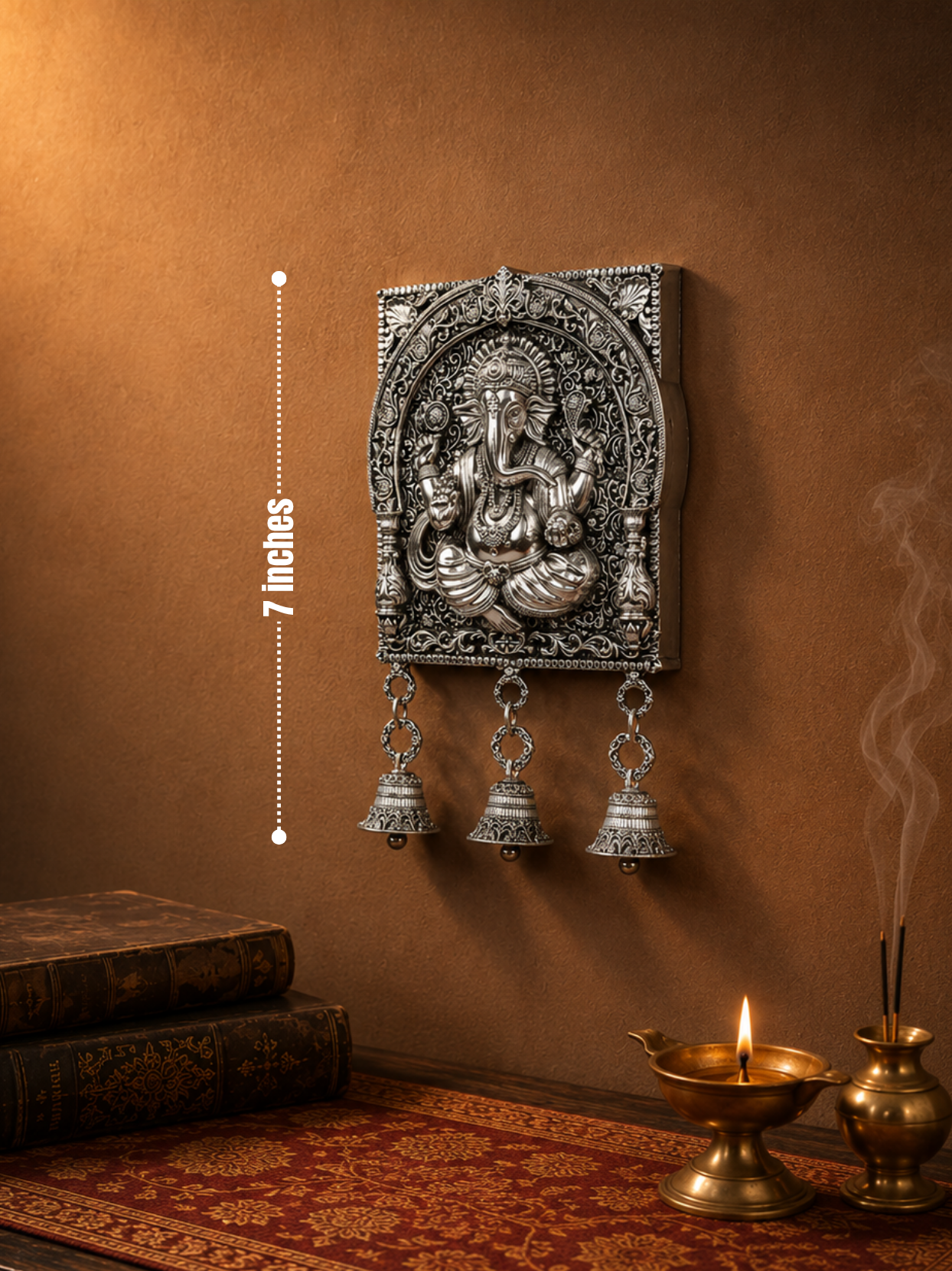 Ashtadhatu Chaturbhuj Ganesh Door Hanging Bells