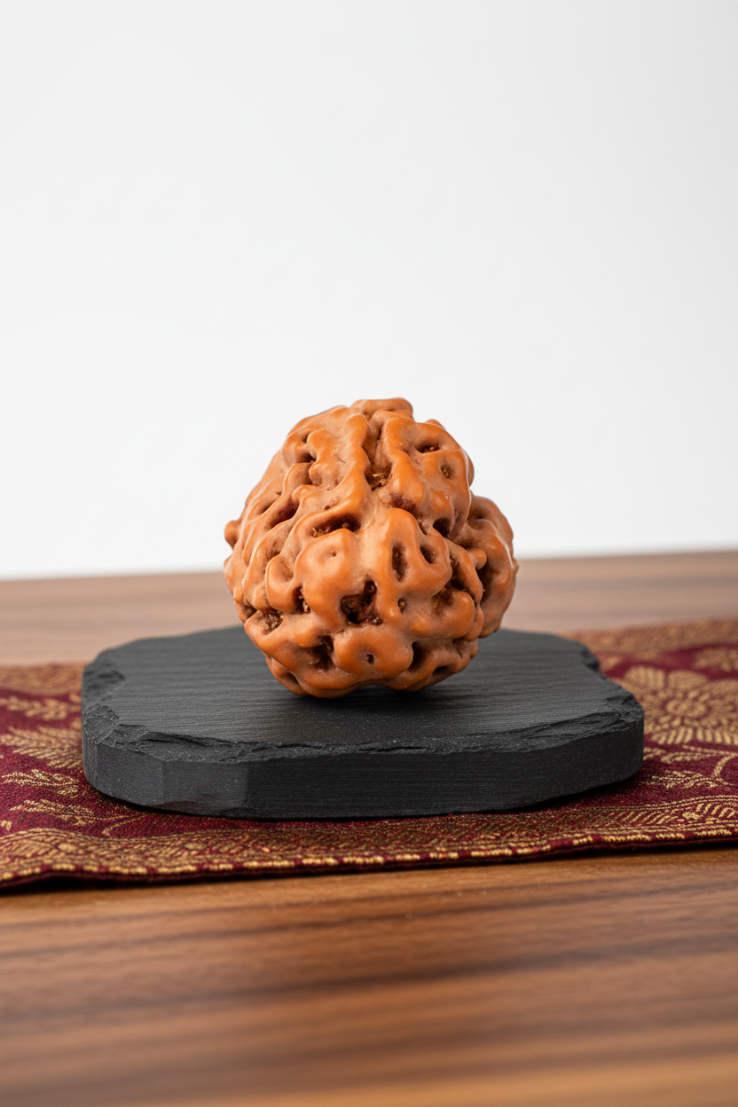 3 Mukhi Premium Java Indonesian Rudraksha 12mm Small Plain White Background