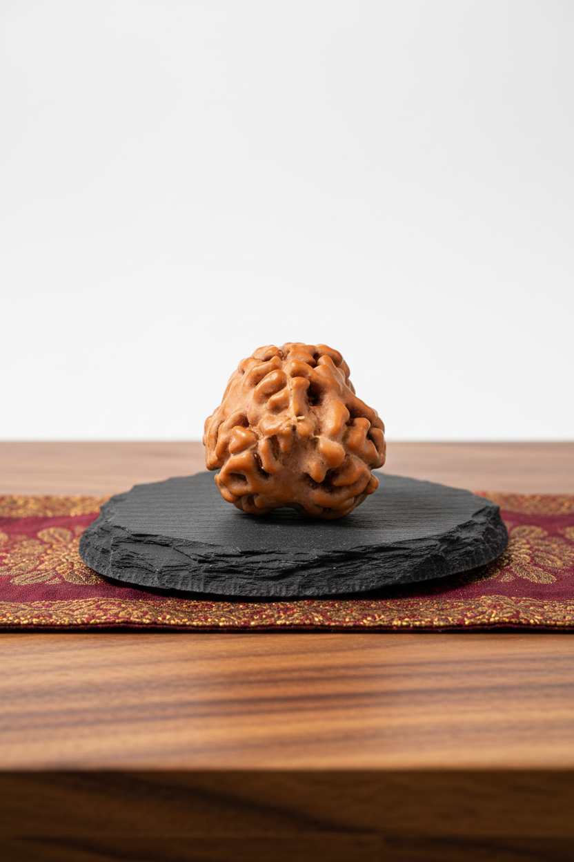 3 Mukhi Premium Java Indonesian Rudraksha 12mm Small Plain White Background