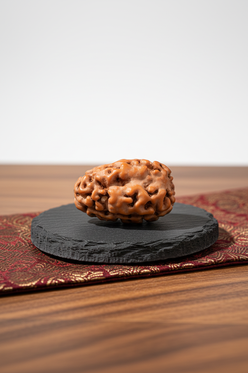 3 Mukhi Premium Java Indonesian Rudraksha 15mm Large Plain White Background