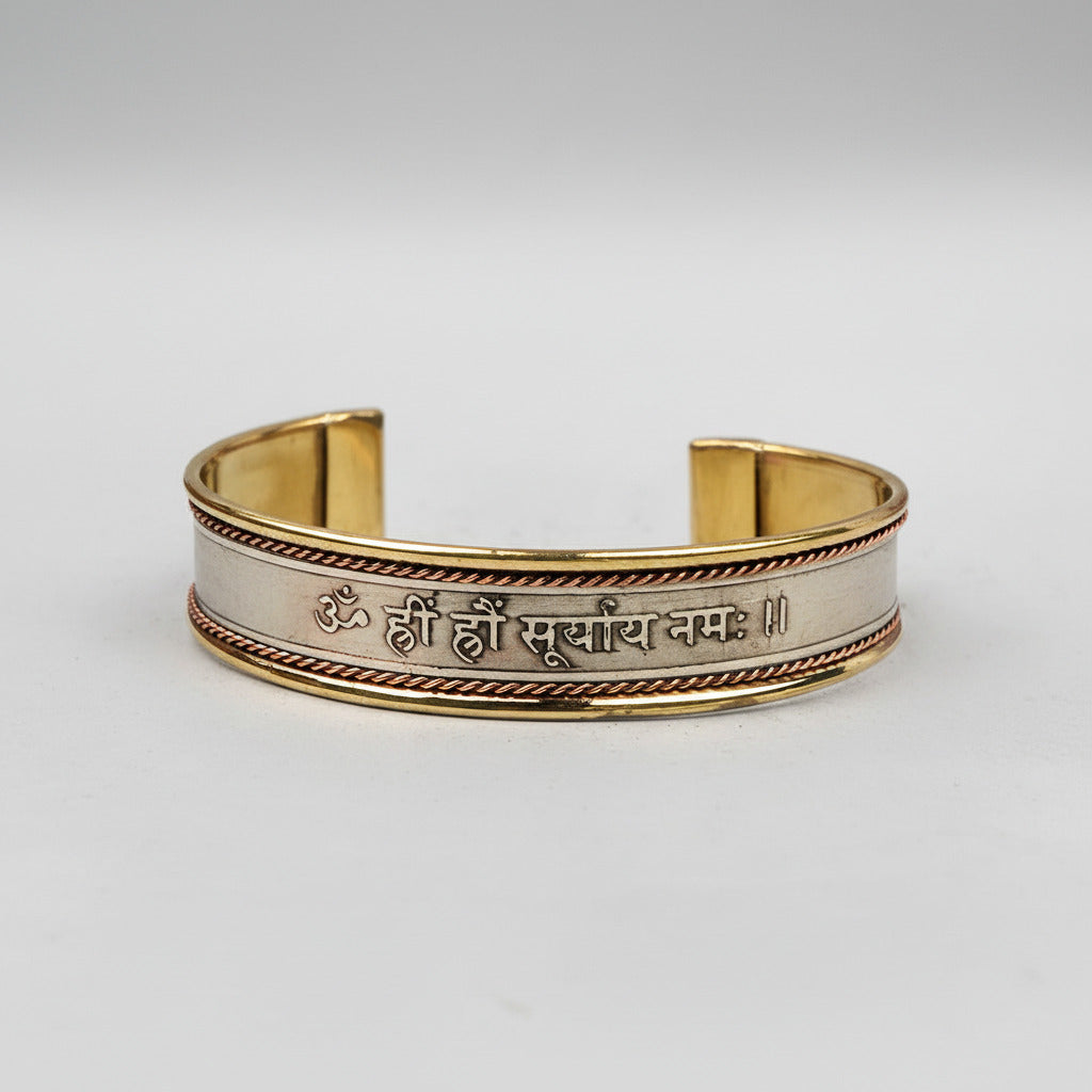 Surya Sun Mantra Kada-Silver Finish