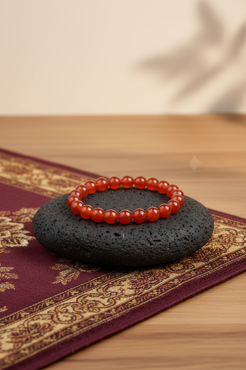 Natural Red Carnelian Spiral Stack Bracelet 8mm Gemstone Bracelet